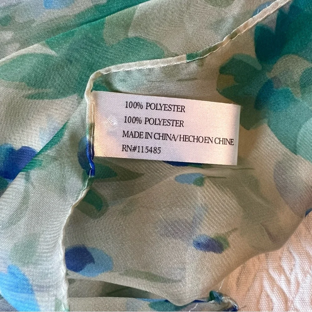 Extra Long Sheer Watercolor Floral Scarf